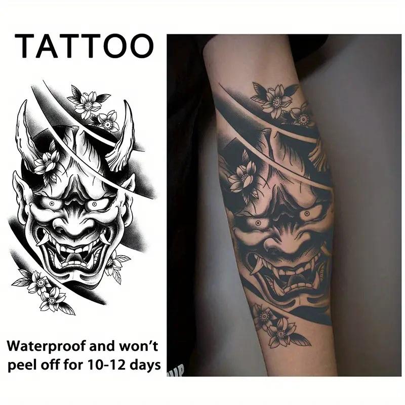 タトゥーシール 般若 1枚 和柄 フェイクタトゥー 12cm×19cm 腕 脚 刺青