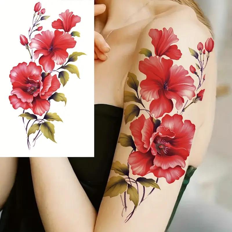 タトゥーシール お得な8枚セット 花柄 フェイクタトゥー 11.5cm×21cm