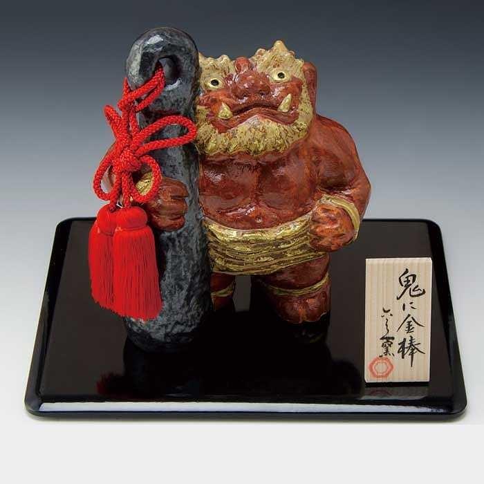 清水焼 京焼 置物 京都の高級 手作り インテリア 贈り物ギフトにもおすすめ 1客 紙箱入り 鬼に金棒 赤 台付 おににかなぼう あか Ero159 宇治茶と清水焼の宇治茶園 通販 Yahoo ショッピング