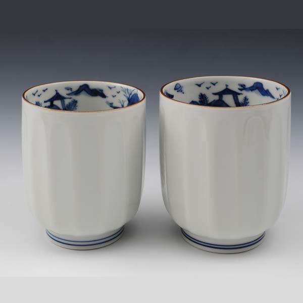 最新人気 京焼 清水焼 湯呑 湯呑み茶碗 高級 おしゃれ 湯のみ 湯呑 夫婦 ペア 手作り 和食器 ゆのみ 来客用に 湯飲み 2客 木箱入り 内染山水 メーカー包装済 Blog Lonolife Com