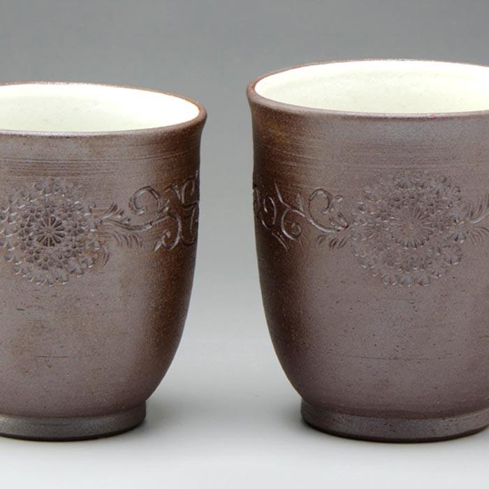 清水焼 京焼 湯呑 湯呑み茶碗 おしゃれ 湯のみ 湯呑 夫婦 ペア 京都の高級 手作り 和食器 ゆのみ 来客用に 湯飲み 2客 紙箱入り 焼〆印華 やきしめいんか Uyy998 宇治茶と清水焼の宇治茶園 通販 Yahoo ショッピング