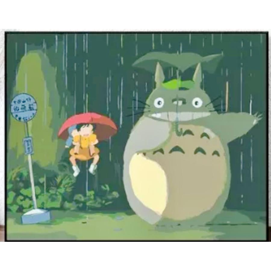 数字塗り絵 ナンバーペイント ぬりえ おとな 油絵 塗り絵 フレームなし トトロ 雨 377 Thevalley Co Il