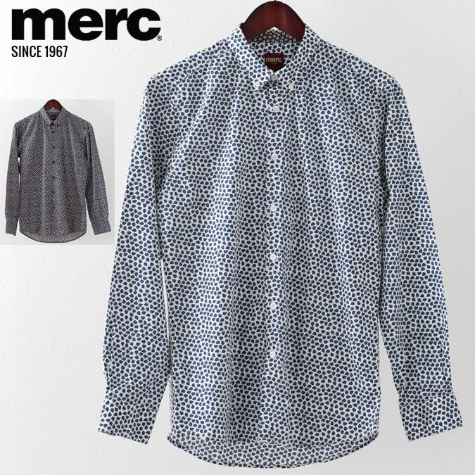 期間限定送料無料 メルクロンドン Merc London 長袖シャツ リーフプリント 2色 ネイビー オフホワイト モッズファッション メンズ 好評 Www Kslcity Com My