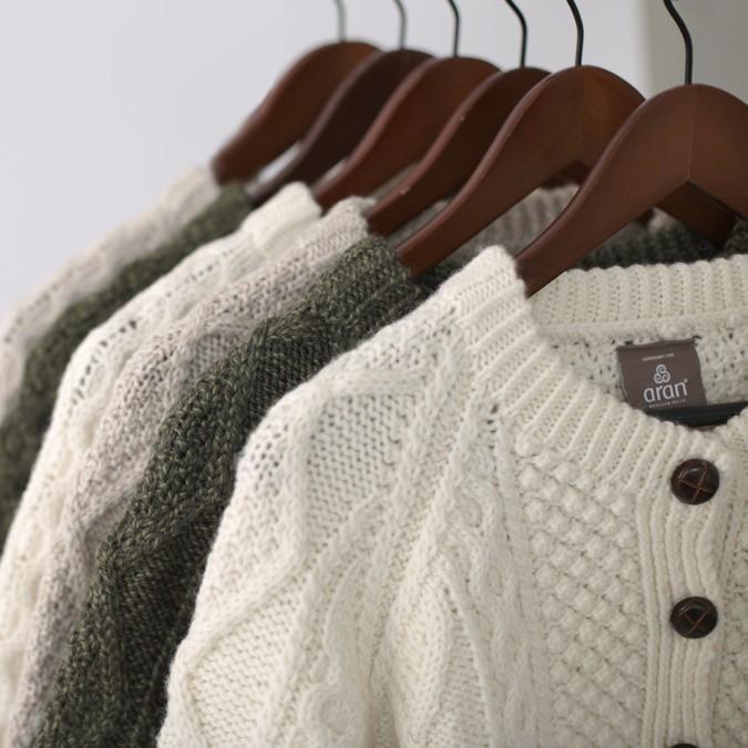 【未使用】アラン ウーレンミルズ メリノウール Vネックカーディガン ARAN WOOLLEN MILLS アラン ウーレンミルズ メリノウール Vネック