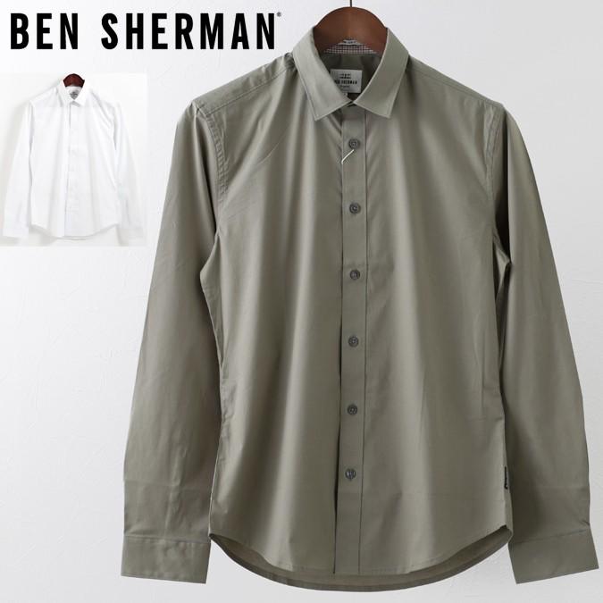 ベンシャーマン メンズ 長袖シャツ Ben Sherman ストレッチ ポップリン 2色 オリーブ ホワイト スリムフィット : ben0047924  : クローゼスト - 通販 - Yahoo!ショッピング