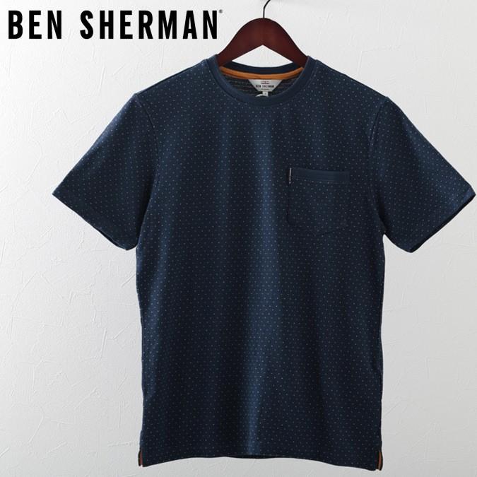 Ben Sherman ベンシャーマン メンズ Tシャツ ピンドット 水玉 ダークブルー メンズ :ben0048952darkblue