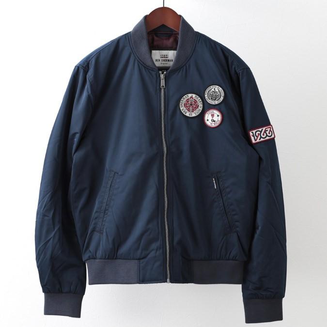 Ben Sherman（ベンシャーマン） ボンバージャケット サテンバッジ ダークネイビー キルティング メンズ プレゼント ギフト ...