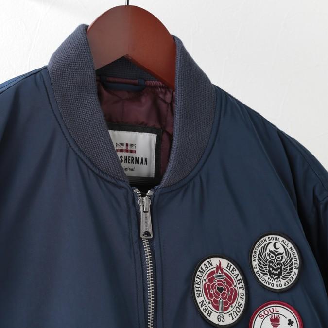 Ben Sherman（ベンシャーマン） ボンバージャケット サテンバッジ ダークネイビー キルティング メンズ プレゼント ギフト ...