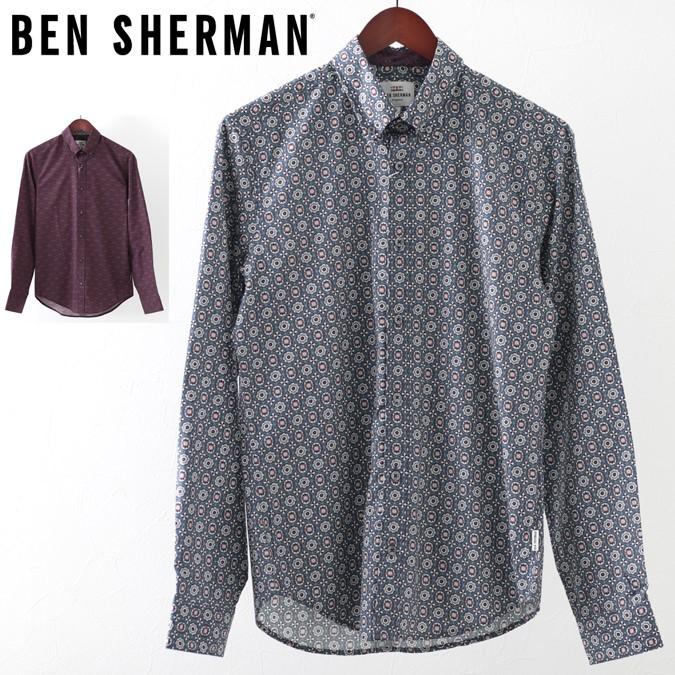 ベンシャーマン Ben Sherman 長袖シャツ ジオメトリック フーラード 2色 ワイン ネイビー メンズ Ben クローゼスト 通販 Yahoo ショッピング