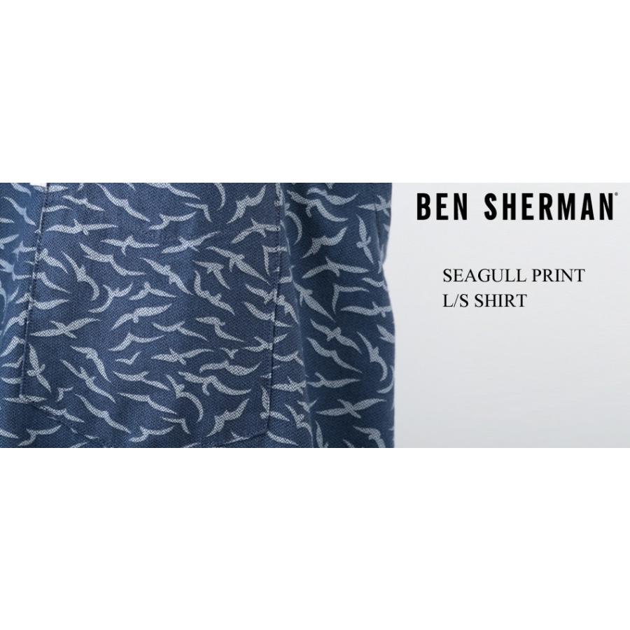 ベンシャーマン Ben Sherman 長袖シャツ シーガル かもめ 2色 ダークブルー ブラック レギュラーフィット メンズ｜ukclozest｜04