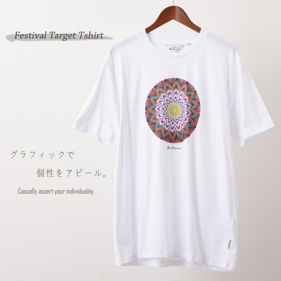 Ben Sherman ベンシャーマン グラフィック プリント Tシャツ 半袖  ホワイト フェスティバルターゲット ターゲットマーク オーガニックコットン｜ukclozest｜02