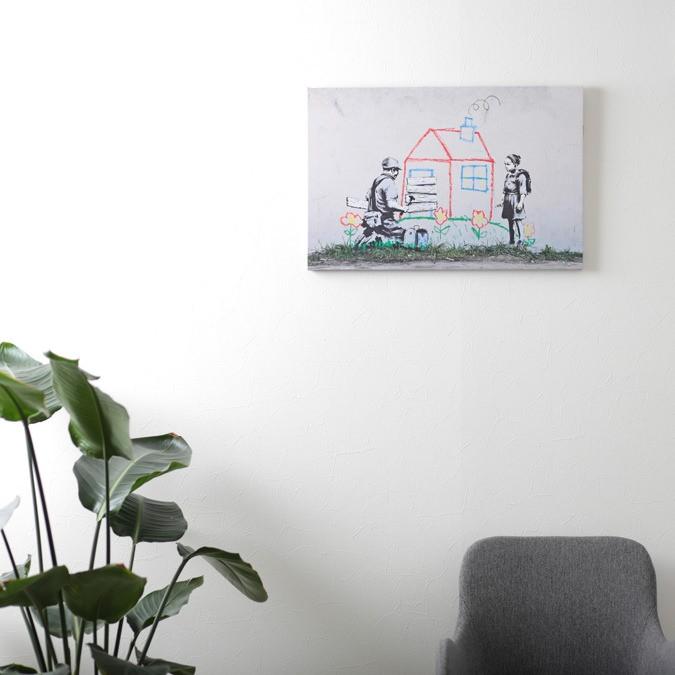 BANKSY CANVAS ART バンクシー キャンバスアート 60cm × 40cm Crayon House Foreclosure｜ukclozest｜07