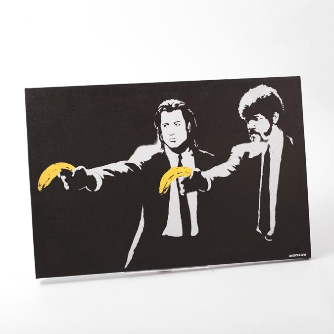 BANKSY CANVAS ART バンクシー キャンバスアート 60cm × 40cm Pulp Fiction Banana｜ukclozest｜06