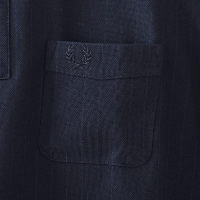 フレッドペリー　ブラックポロシャツ ストライプ襟 FRED PERRY/フレッドペリー別注】ストライプ襟付シャツ