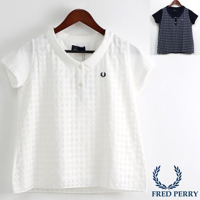 フレッドペリー 正規販売店 レディース ポロシャツ ポロ ギンガム Fred Perry ネイビー ホワイト｜ukclozest