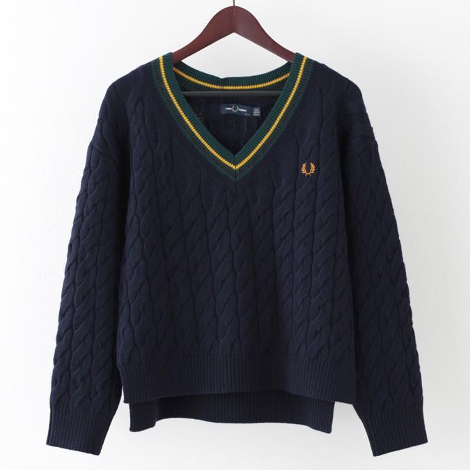 フレッドペリー　Ｖネックチルデンニット FRED PERRY - 【フレッドペリー】モノトーン Vネック チルデン
