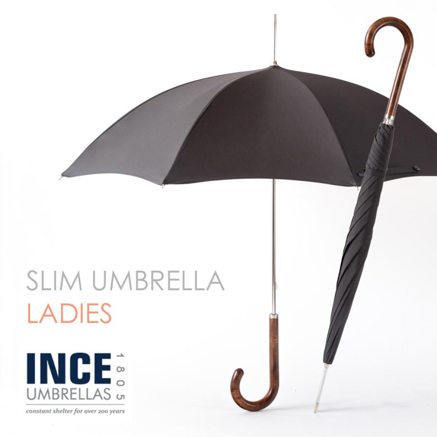 INCE UMBRELLA City Slim チャコール レディース 日傘兼用 長傘 インスアンブレラ シティ スリム メープルウッド