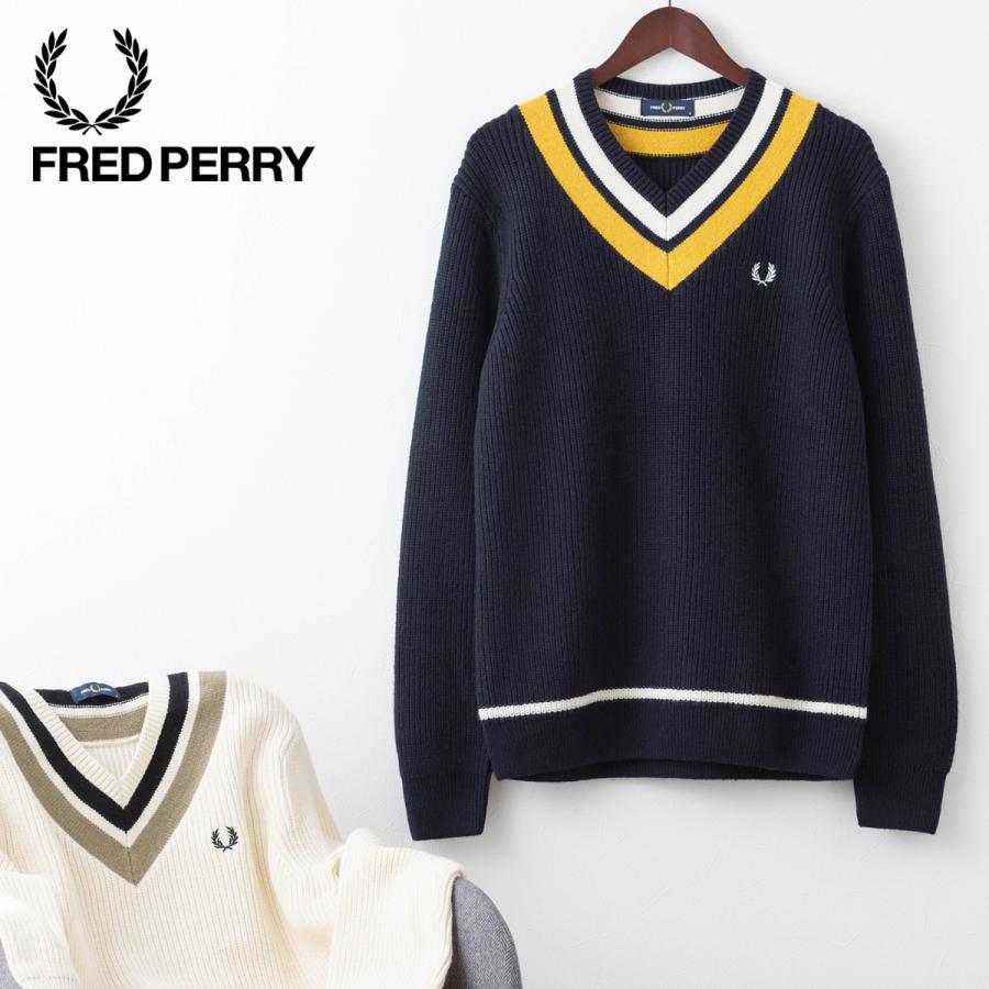 フレッドペリー メンズ チルデン Vネック セーター ウールコットン クラシック ニット セーター Fred Perry 2色 エクリュ ネイビー  正規販売店 : k2544 : クローゼスト - 通販 - Yahoo!ショッピング