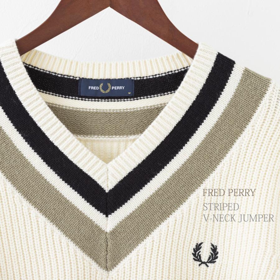 フレッドペリー メンズ チルデン Vネック セーター ウールコットン クラシック ニット セーター Fred Perry 2色 エクリュ ネイビー  正規販売店