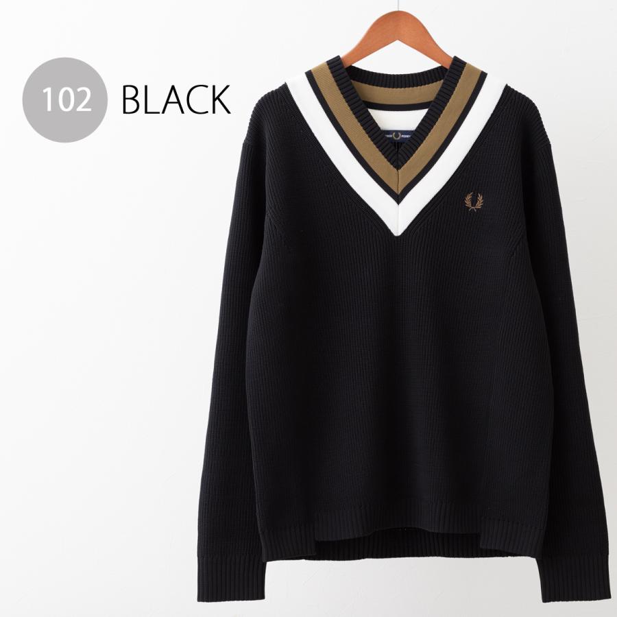 フレッドペリー メンズ チルデン ストライプ Vネック セーター クラシック ニット セーター Fred Perry ストライプ リラックスフィット 大きめ 2色 正規販売店｜ukclozest｜06