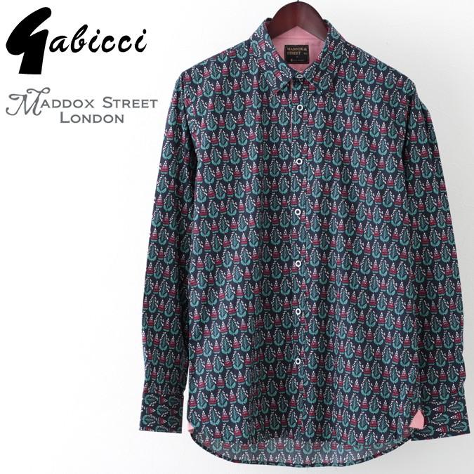 Gabicci メンズ 長袖シャツ ガビッチ フローラル Maddox Street London