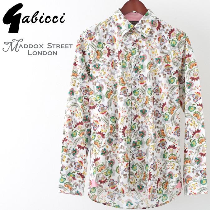 Gabicci メンズ 長袖シャツ ガビッチ フローラル Maddox Street London ソーラー レトロ モッズファッション メンズ｜ukclozest