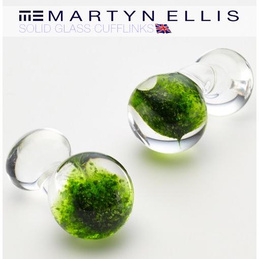 Martyn Ellis カフス カフスボタン カフリンクス 男性用 マーティン エリス ガラス スターグリーン