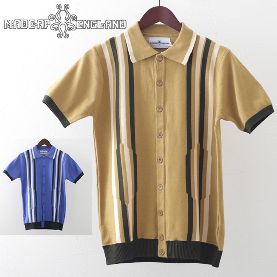 Madcap England メンズ ポロシャツ ニット ポロ カーディガン ストライプ 2色 ベージュ ブルー マッドキャップ Mc4 クローゼスト 通販 Yahoo ショッピング
