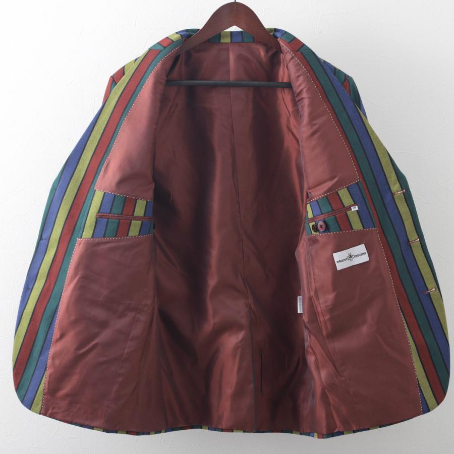 Madcap England メンズ ジャケット マルチ ストライプ シングルボタン