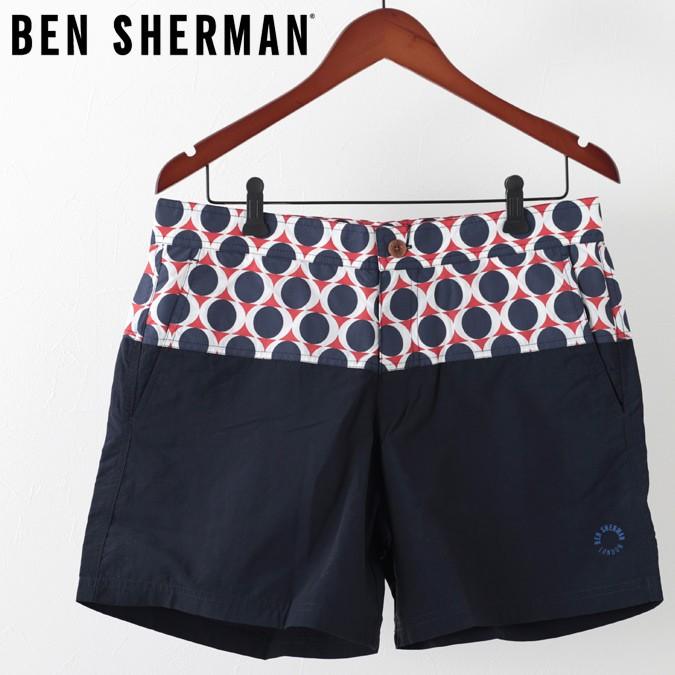 魅力的な Ben ベンシャーマン Sherman メンズ スタプレスネイビー  ジオメトリック スイムショーツ 海パン 水着 その他水着