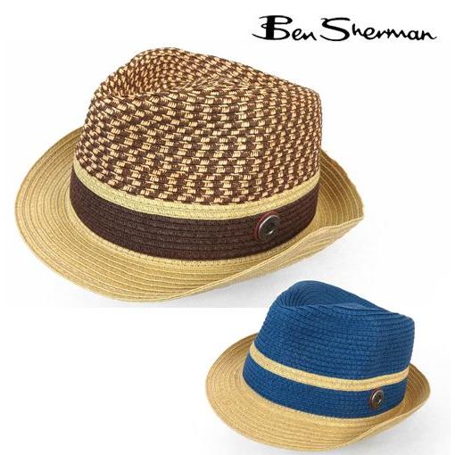 ベンシャーマン Ben Sherman 麦わら 帽子 ストロー トリルビー ハット 
