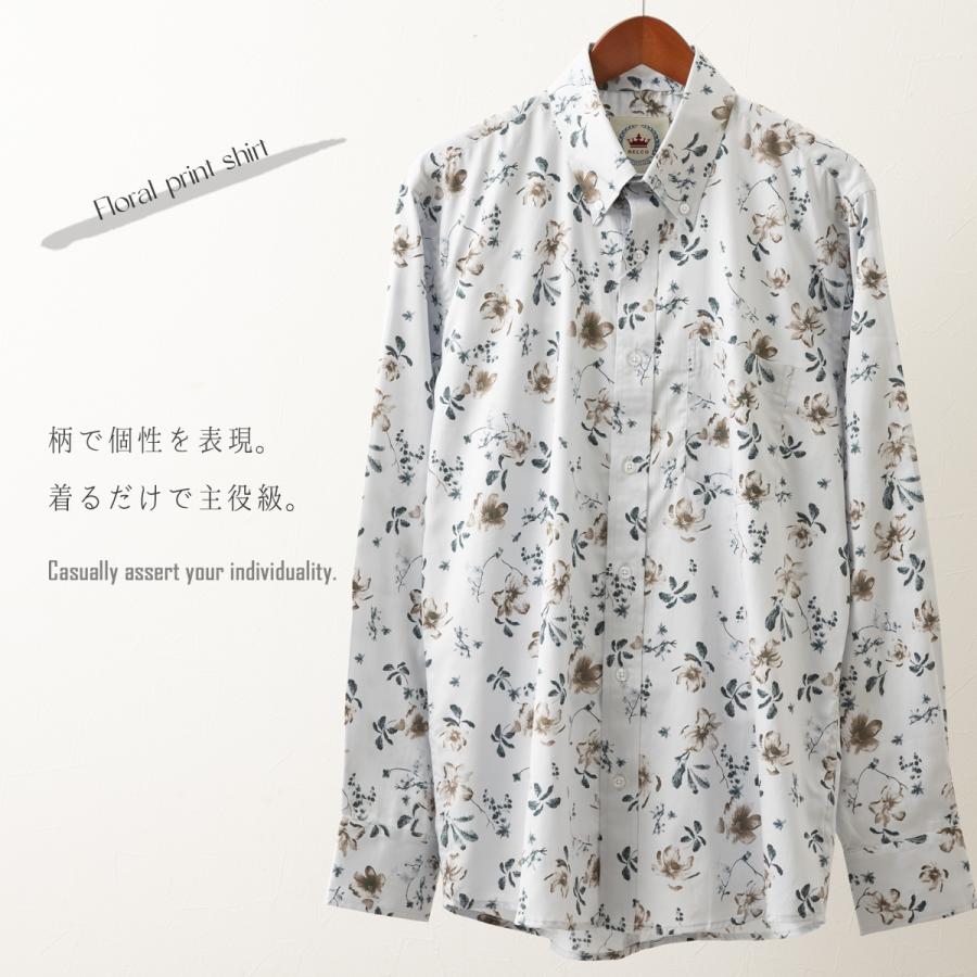 RELCO メンズ 長袖シャツ 花柄シャツ フラワー フローラル レルコ 