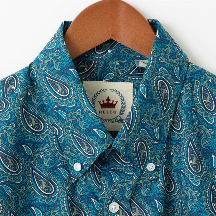 RRL ペイズリー柄 ブルーシャツ 長袖 POLO RALPH LAUREN ポロ ラルフローレン ペイズリー柄 B.Dシャツ