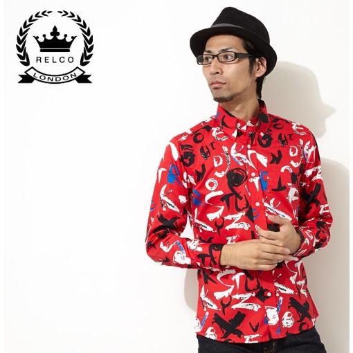 RELCO レルコ 長袖シャツ ピクトテキスト レトロ プレミアムコレクション メンズ モッズファッション