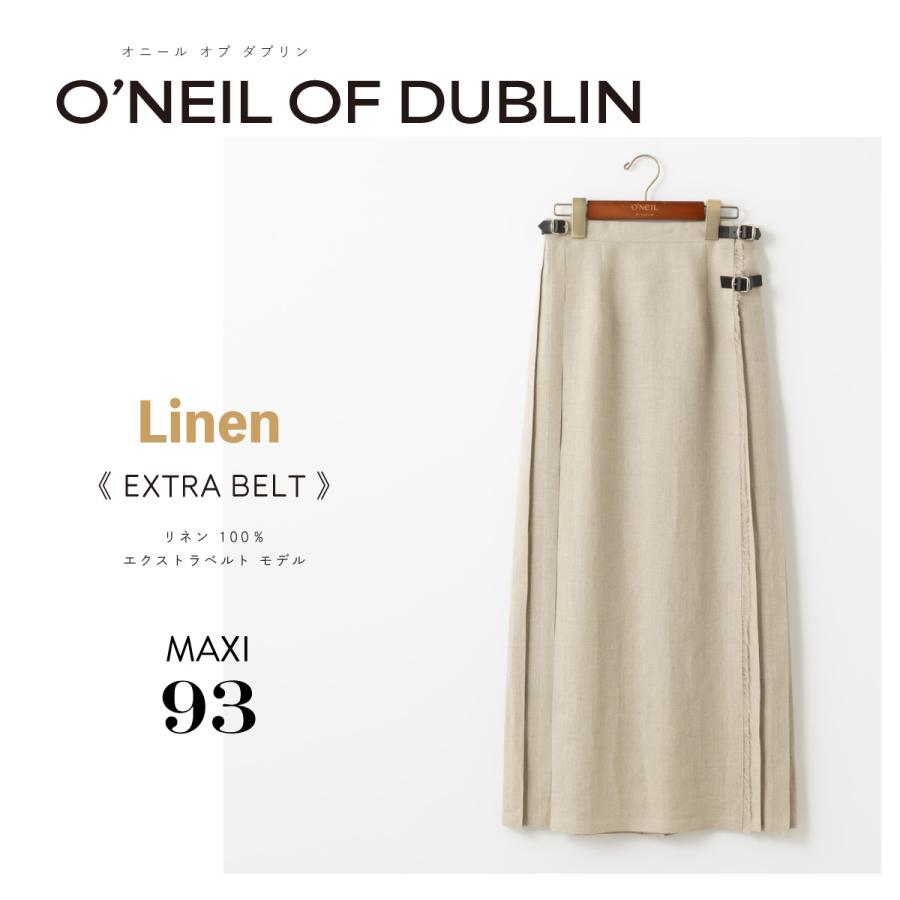 オニールオブダブリン ロングスカート O'NEIL OF DUBLIN リネン100% イージー キルト 90cm マキシ 巻きスカート ロング丈 アイルランド製 ラップスカートの画像