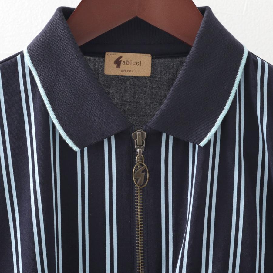 Gabicci メンズ ポロシャツ ポロ ストライプ ジップ ガビッチ 2色
