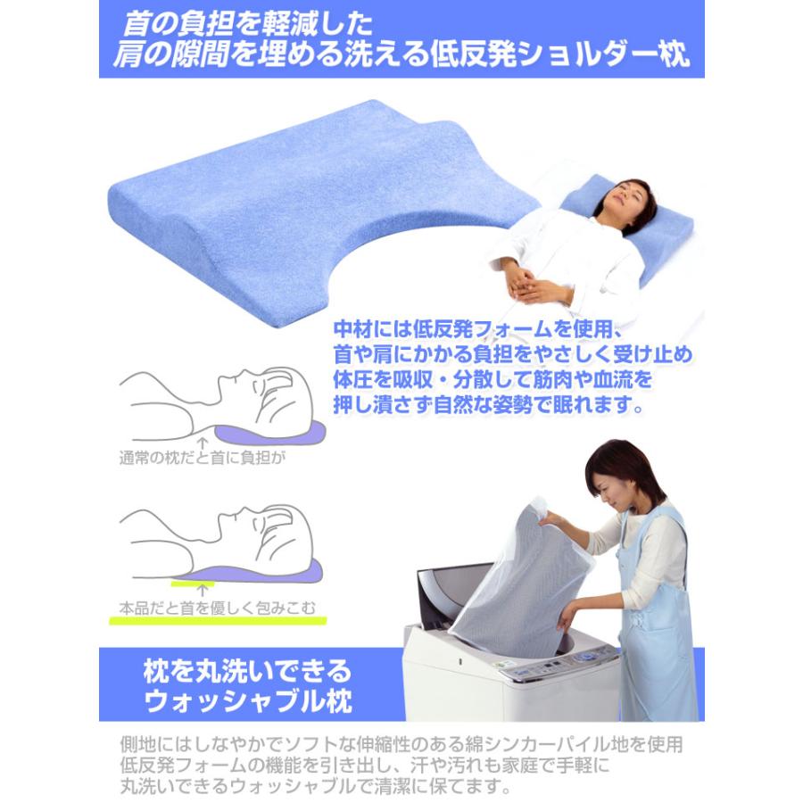 枕 首と肩の隙間を埋める洗える低反発ショルダー枕 自然な姿勢 丸洗い
