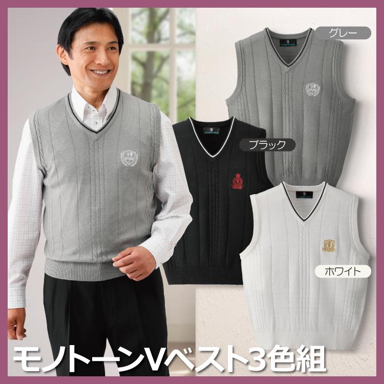 安い割引 メンズ 紳士 シニア As 0310 Express サルーンエクスプレスモノトーンvベスト3色組 Saloon ブランドロゴ刺繍 ｖネック Vベスト ベスト 大人 プルオーバー カラー サイズ Ll Paulstractors Com