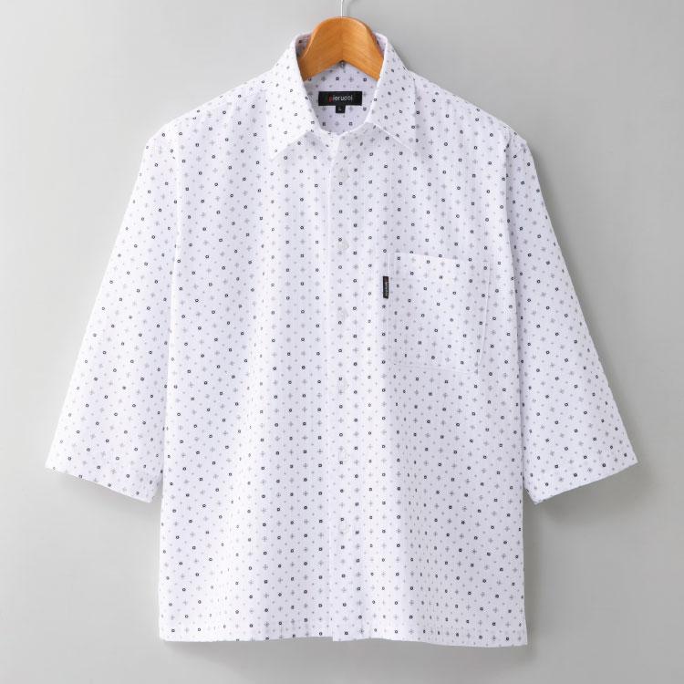 紳士 メンズ シニア お洒落 Pierucci/ピエルッチ 綿100％小紋柄7分袖