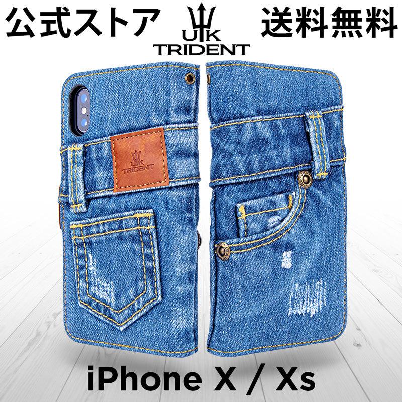 送料無料】iPhone X / iPhone Xs 兼用 手帳型 デニム UK Trident 送料無料】iPhone X / iPhone Xs 兼用 手帳型 デニム UK Trident