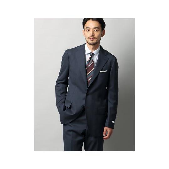 【スーツスクエア】メンズ スーツ 3つボタン Loro Piana  ZELANDER グレンチェック TR27 ネイビー系の画像