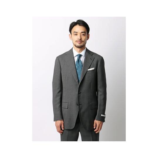 【スーツスクエア】メンズ スーツ 3つボタン Loro Piana  ZELANDER グレンチェック TR27 グレー系の画像