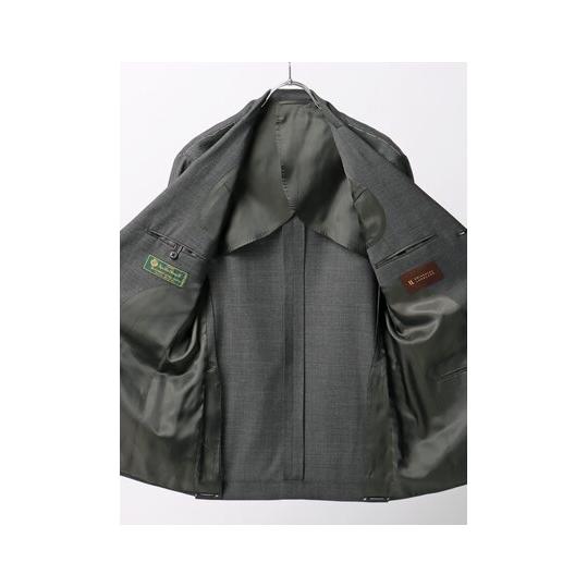 【スーツスクエア】メンズ スーツ 3つボタン Loro Piana  ZELANDER グレンチェック TR27 グレー系の画像