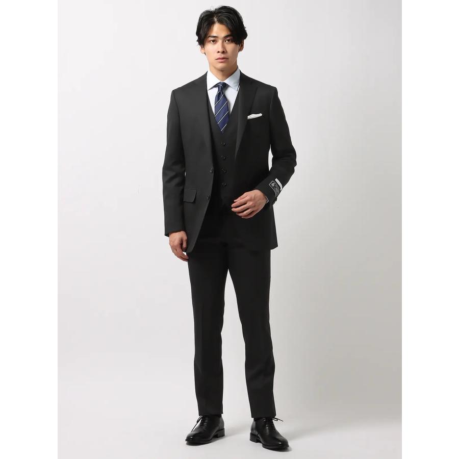 【スーツスクエア】メンズ スーツ スリーピース 2つボタン FORMAL 無地 FIT CH22 ブラックの画像