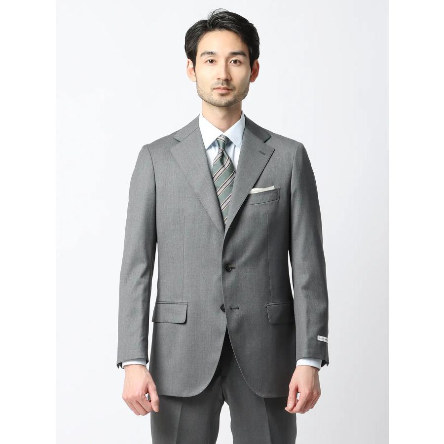 【スーツスクエア】メンズ スーツ 3つボタン Loro Piana 365 無地 TR24 グレー系の画像