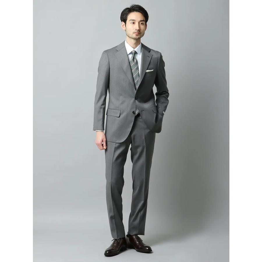 【スーツスクエア】メンズ スーツ 3つボタン Loro Piana 365 無地 TR24 グレー系の画像