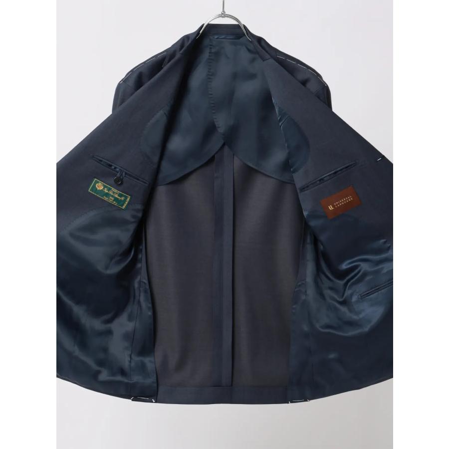 【スーツスクエア】メンズ スーツ 3つボタン Loro Piana 365 無地 TR27 ブルー系の画像