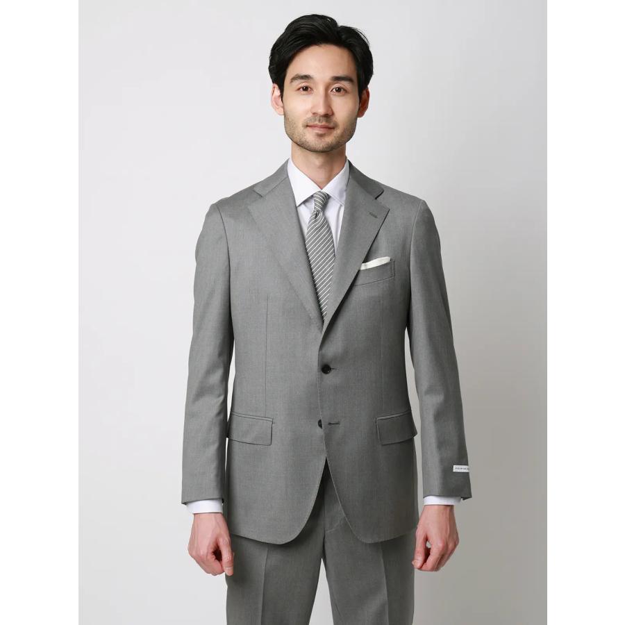 【スーツスクエア】メンズ スーツ 3つボタン Loro Piana 365 無地 TR27 グレー系の画像