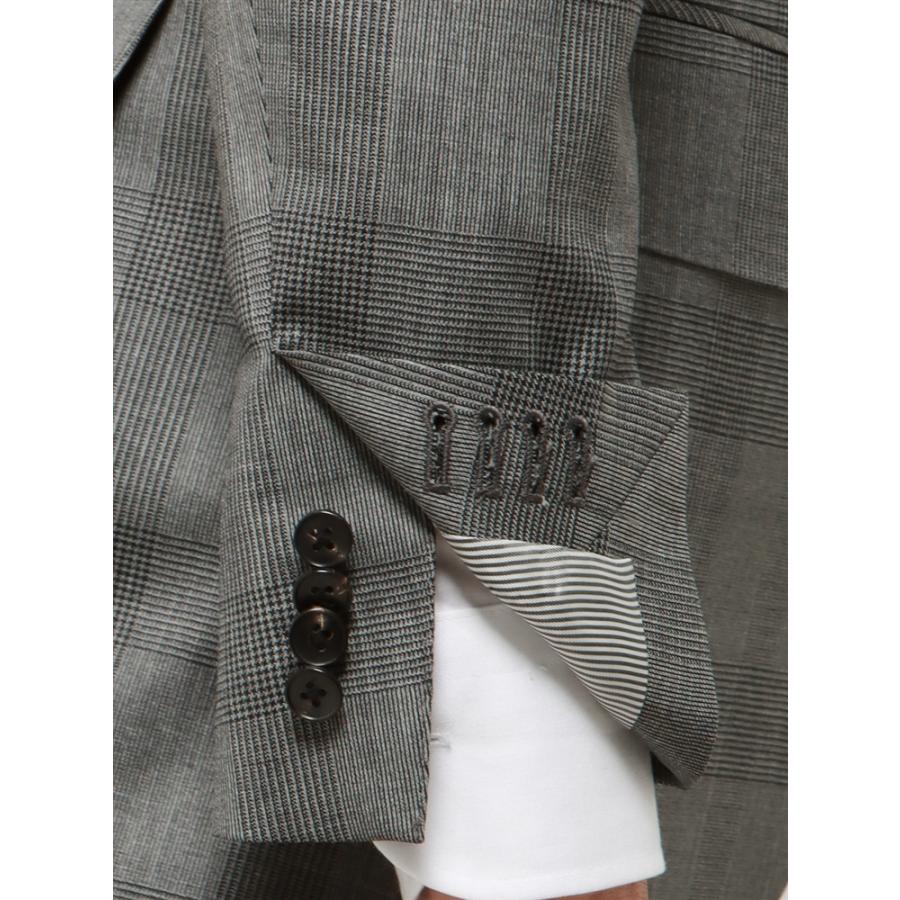 【スーツスクエア】スーツ 2つボタン グレンチェック CH22 ミディアムグレー