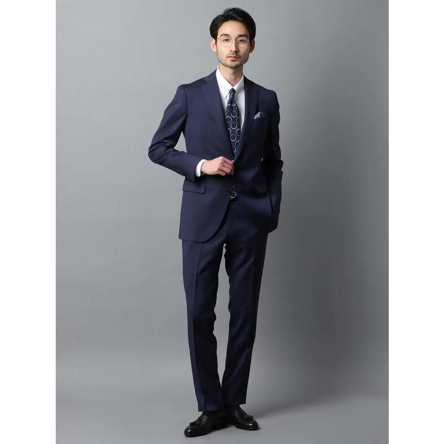 【スーツスクエア】メンズ スーツ 2つボタン CANONICO 21μPRUNELLE 無地 CH22 ブルー系の画像